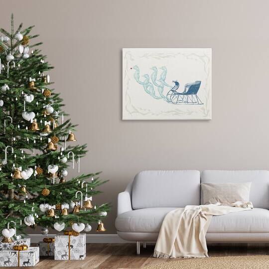 Stupell Industries Seahorse Santa Sled Nautical Christmas Canvas Wall Art